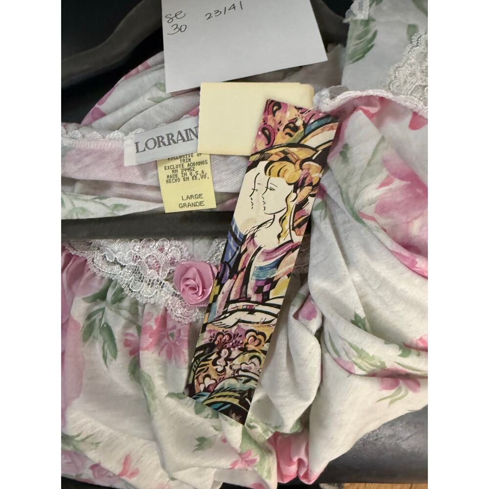 Vintage Deadstock Lorraine Nightgown Sleeveless Women's Large Floral CottageCore - Picture 4 of 7
